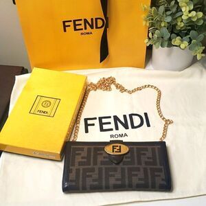 FENDI Zucca FF Monogram Wallet On Chain Crossbody Bag